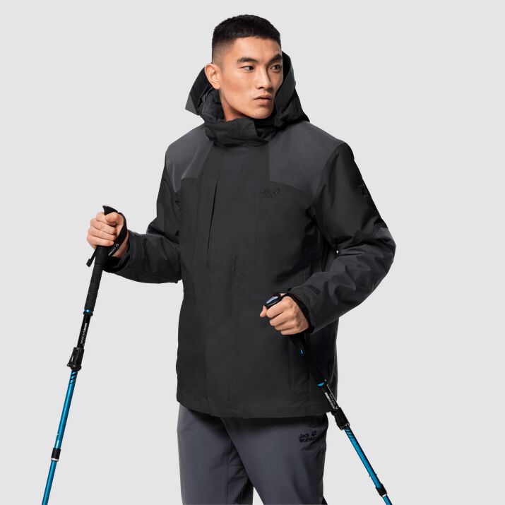 Chamarra 3-in-1 Jack Wolfskin Thorvald Hombre Negros Mexico-3715826